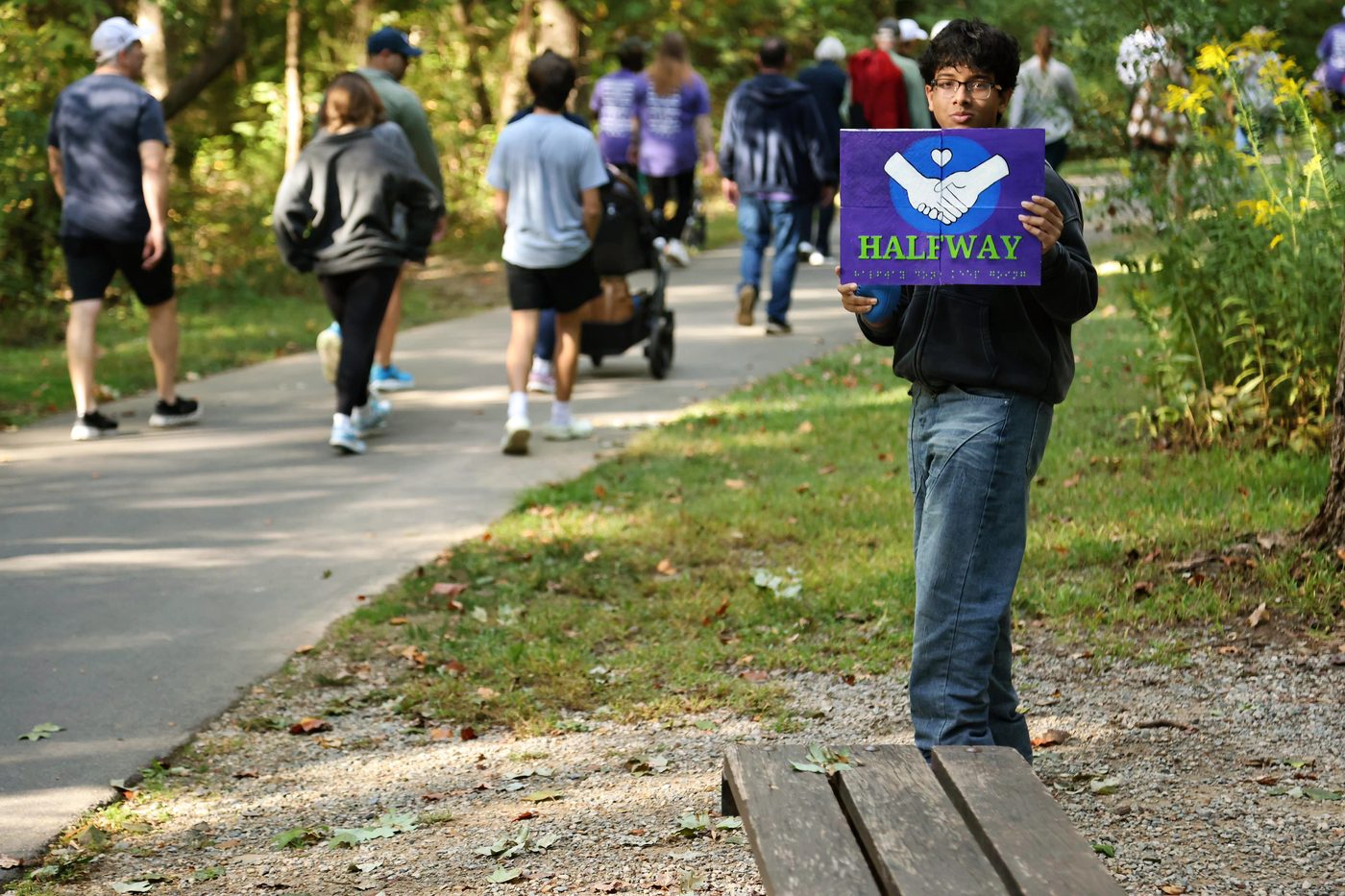 Volunteers along the trail at the 2025 Braille Trail Walk